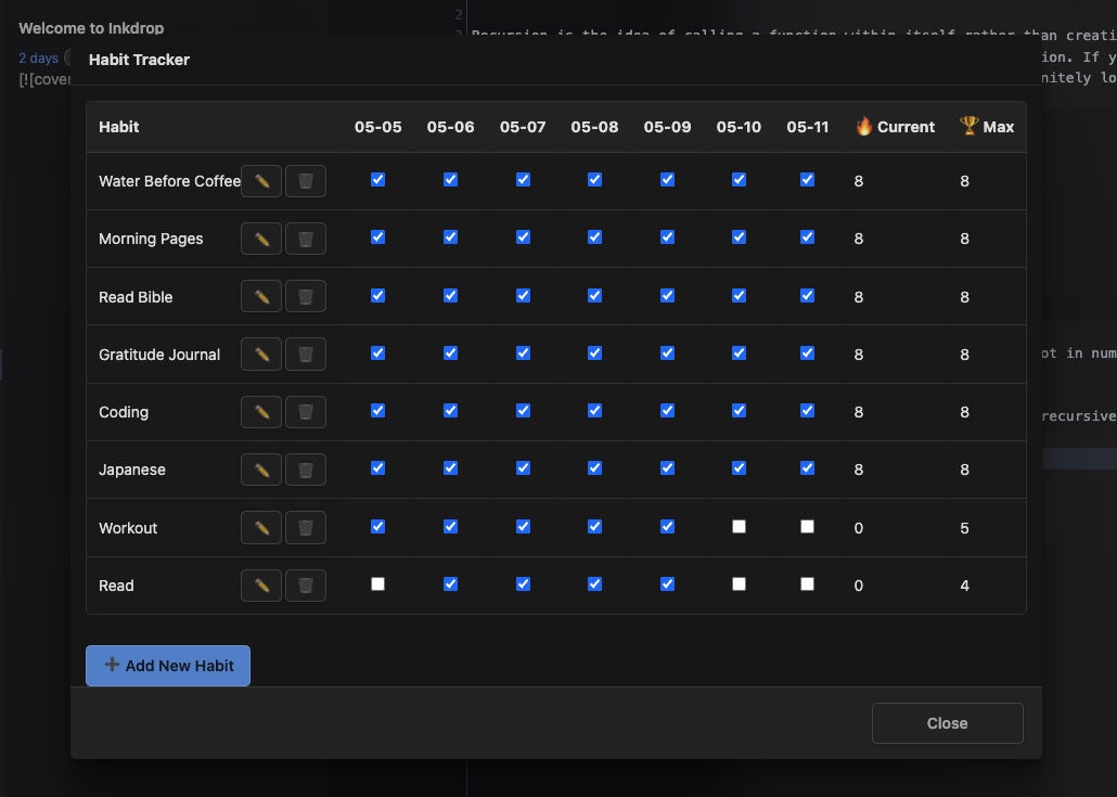 Screenshot of Habit Tracker